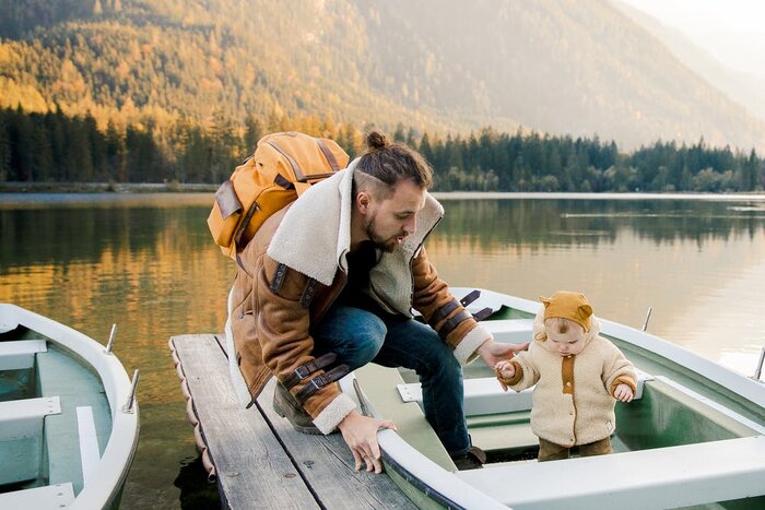 boat yellow backpack