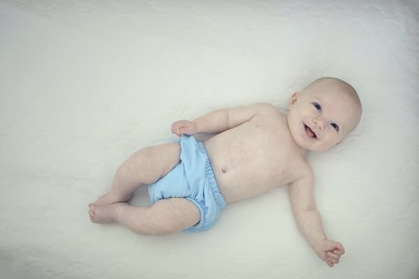 blue diaper smile