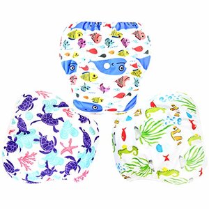 Langsprit 3-Pack Washable Swim Diaper, Underwater World