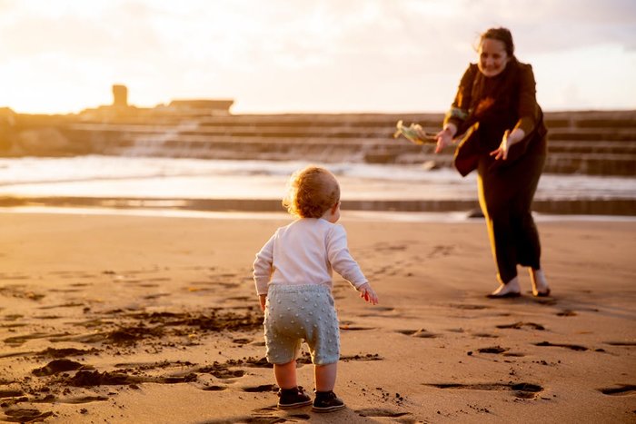 mom walk kid