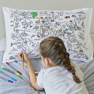 Doodle World Map Pillowcase